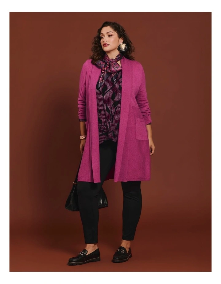 Longline Natural Cardigan Deep Pink image 4