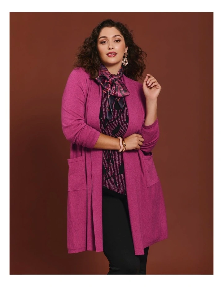 Longline Natural Cardigan Deep Pink image 5