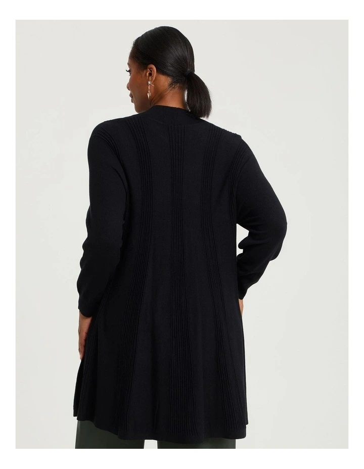 Pintuck Swing Natural Cardigan in Black image 2