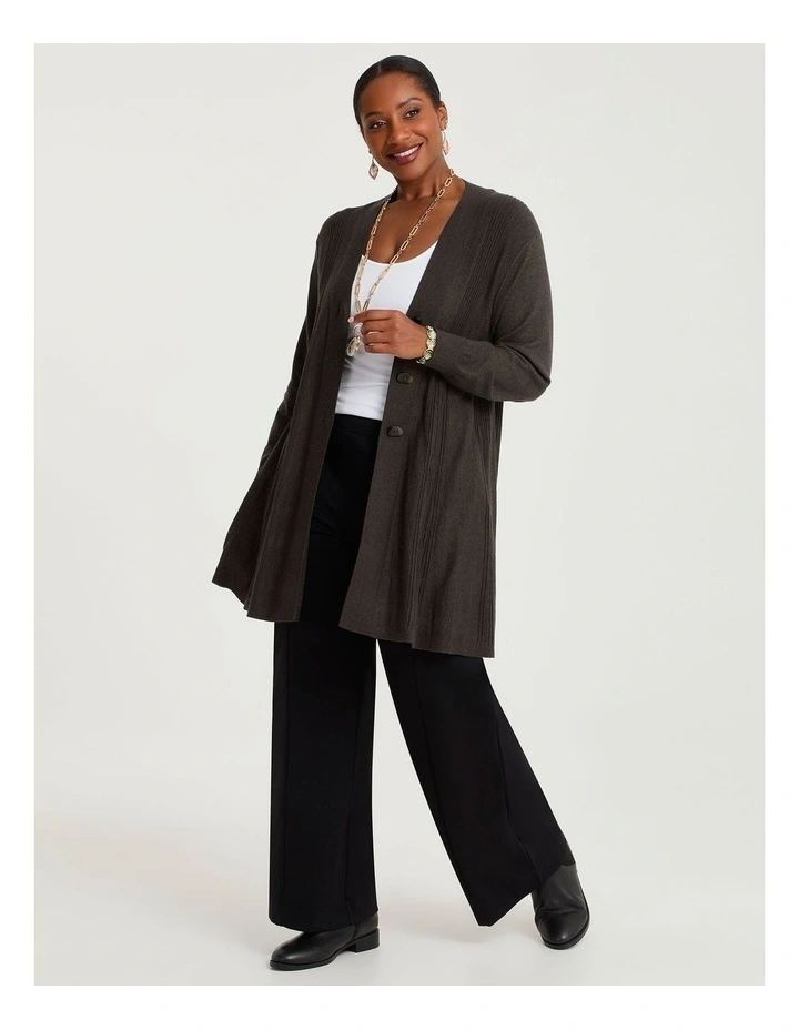 Pintuck Swing Natural Cardigan in Olive image 3