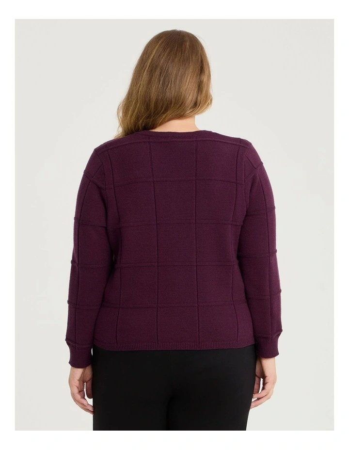 Window Pane Natural Cardigan Burgundy image 2