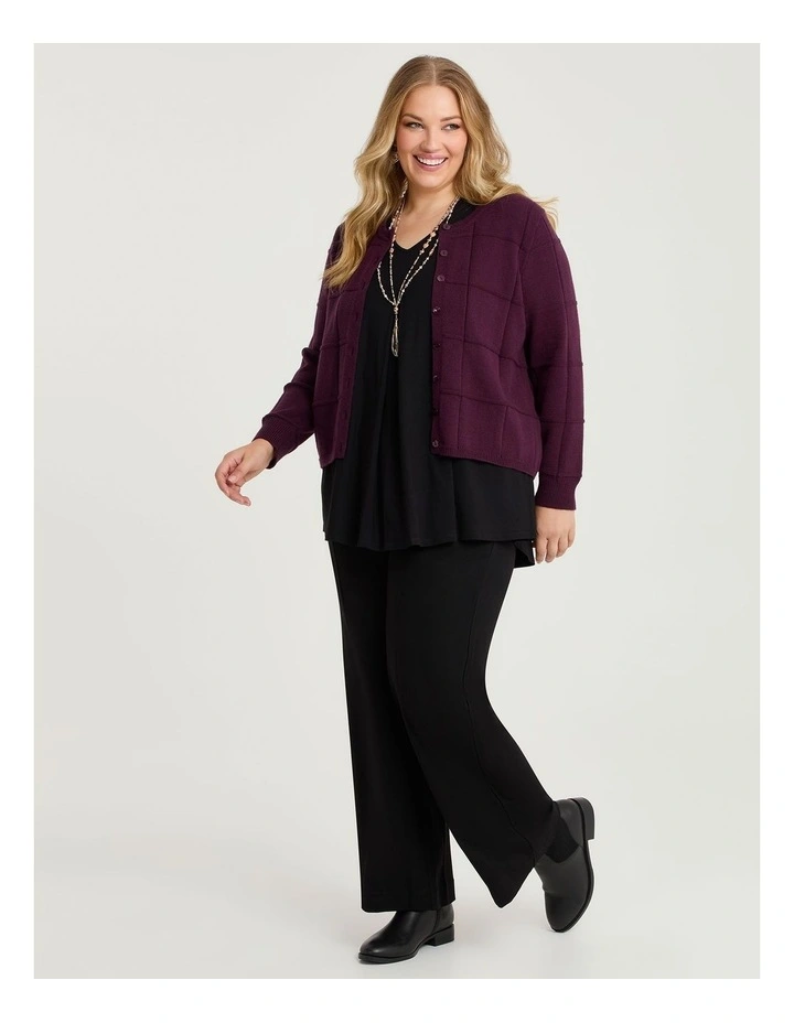 Window Pane Natural Cardigan Burgundy image 3
