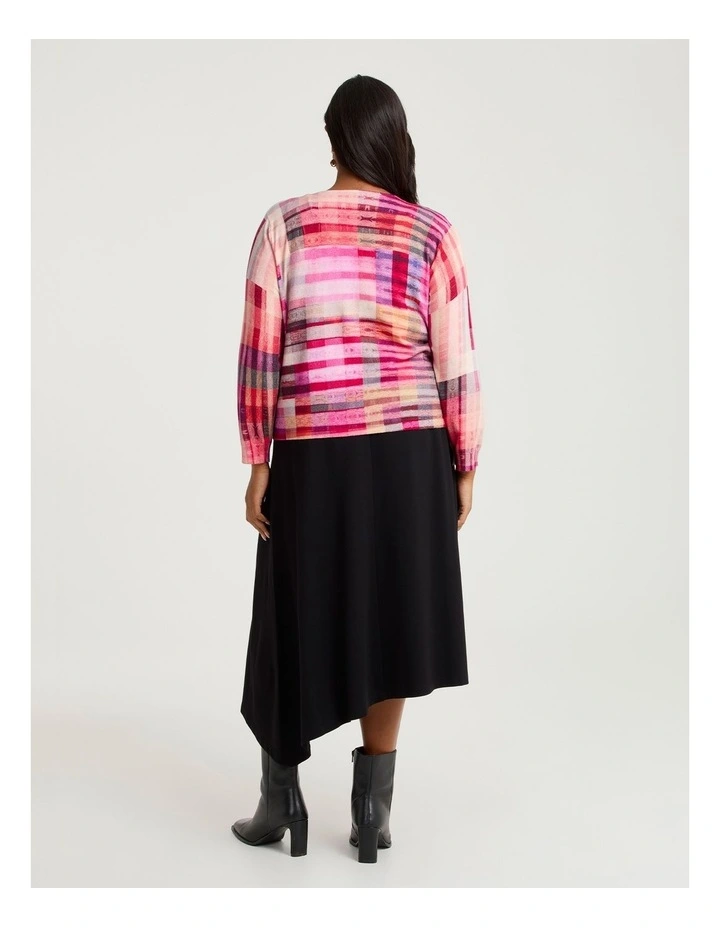 Vivid Check Print Natural Cardigan Check Print image 2