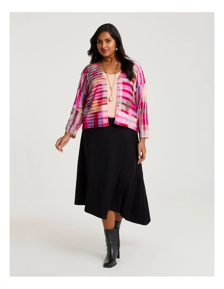 Vivid Check Print Natural Cardigan Check Print image 3