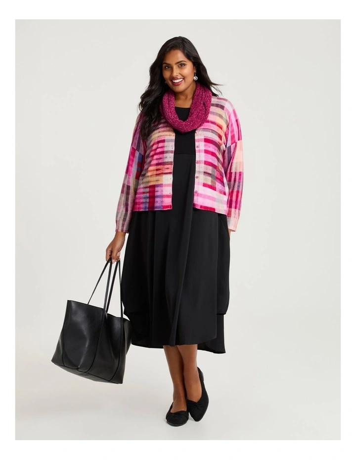 Vivid Check Print Natural Cardigan Check Print image 4