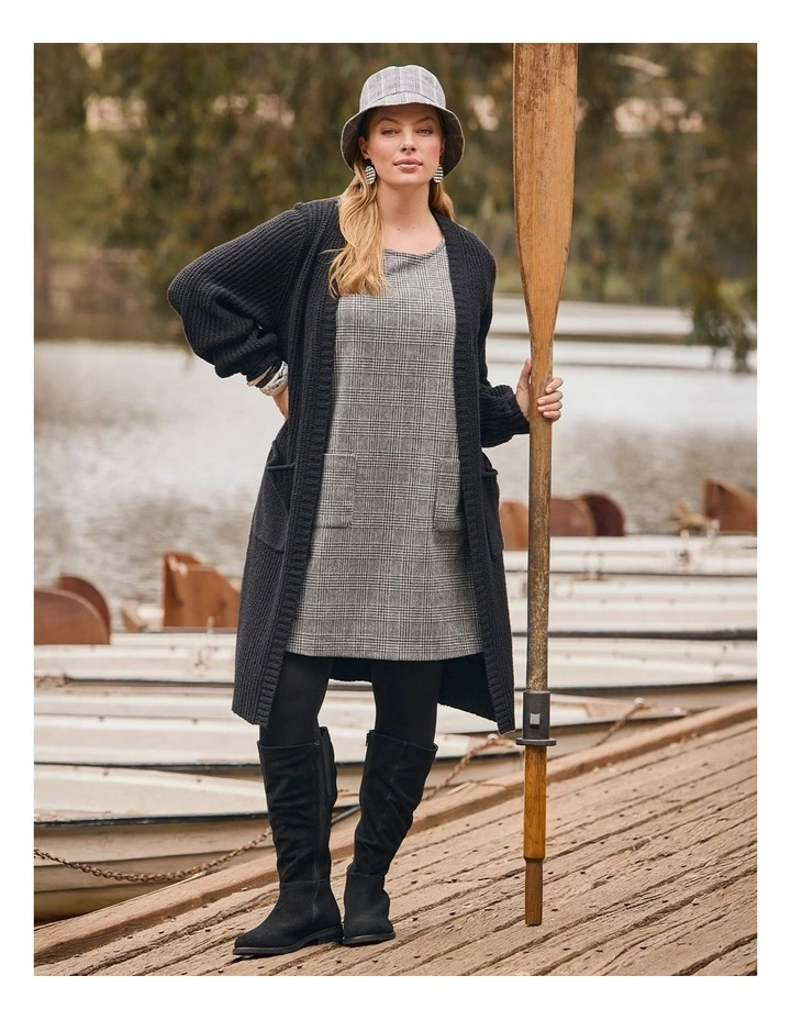 Longline Pocket Rib Cardigan Black image 6