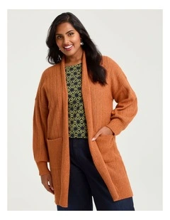 Ribbed Pocket Cardigan in Rust