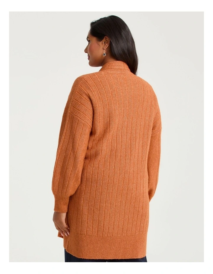Ribbed Pocket Cardigan in Rust image 2