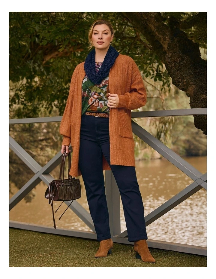 Ribbed Pocket Cardigan in Rust image 6