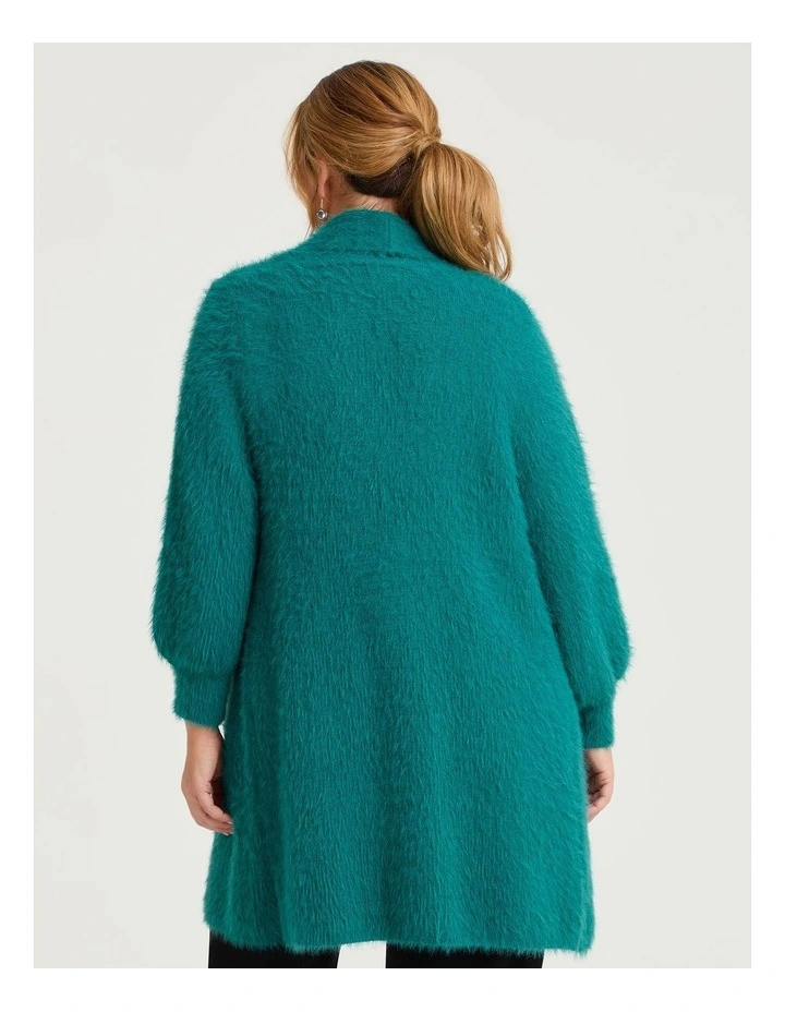Fluffy Knit Cosy Cardigan Teal image 2