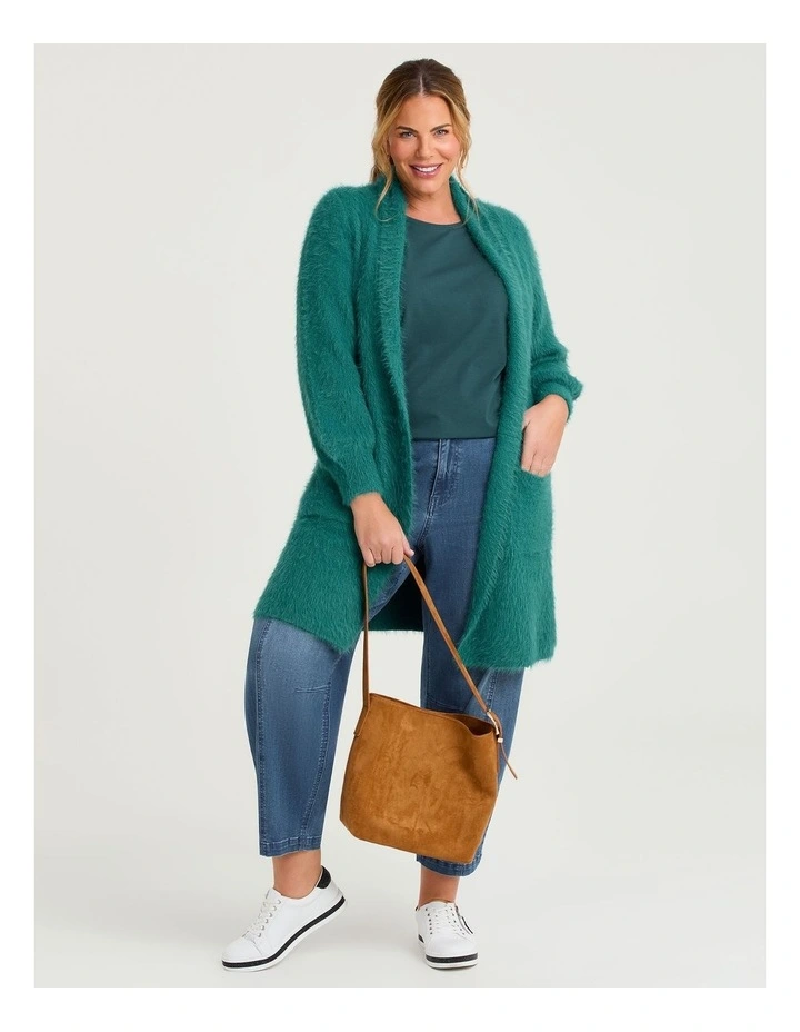 Fluffy Knit Cosy Cardigan Teal image 4
