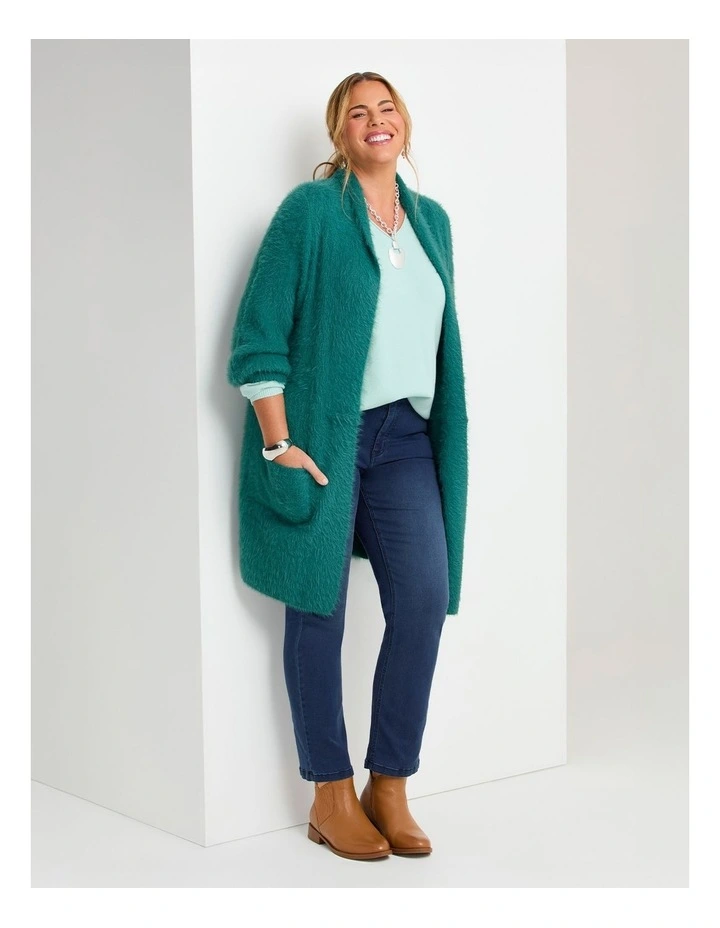 Fluffy Knit Cosy Cardigan Teal image 5