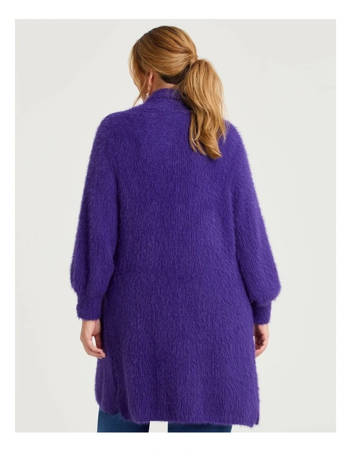 Fluffy Knit Cosy Cardigan Royal Purple image 2