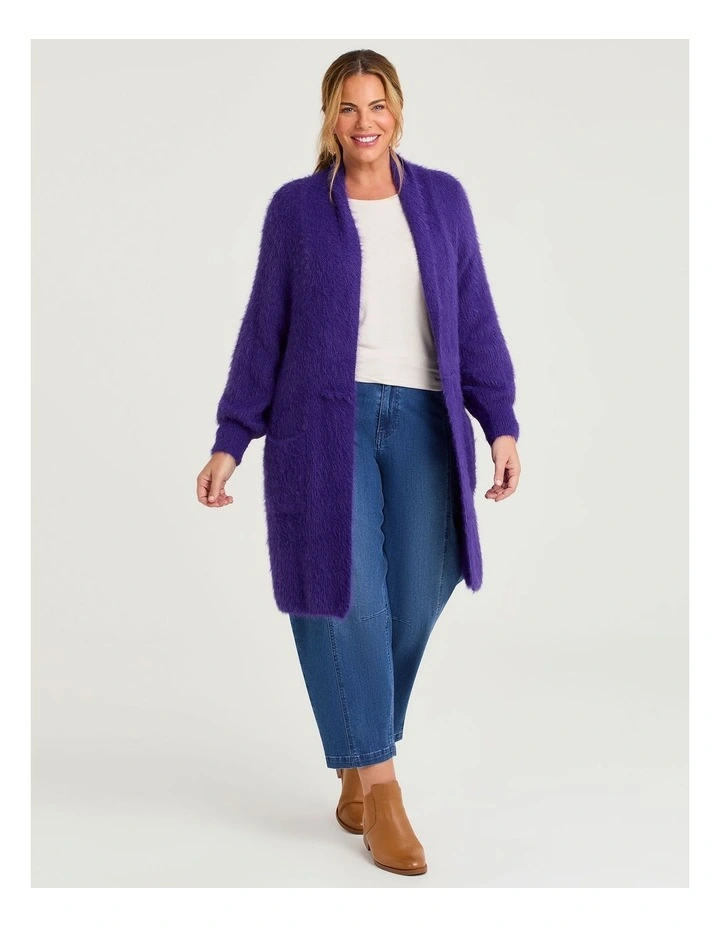 Fluffy Knit Cosy Cardigan Royal Purple image 3