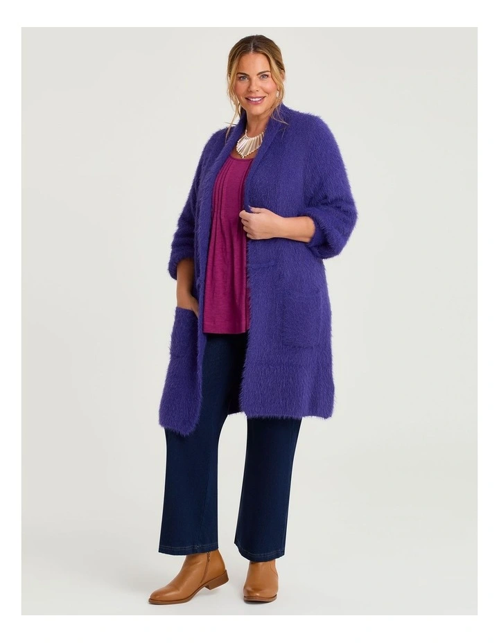 Fluffy Knit Cosy Cardigan Royal Purple image 4