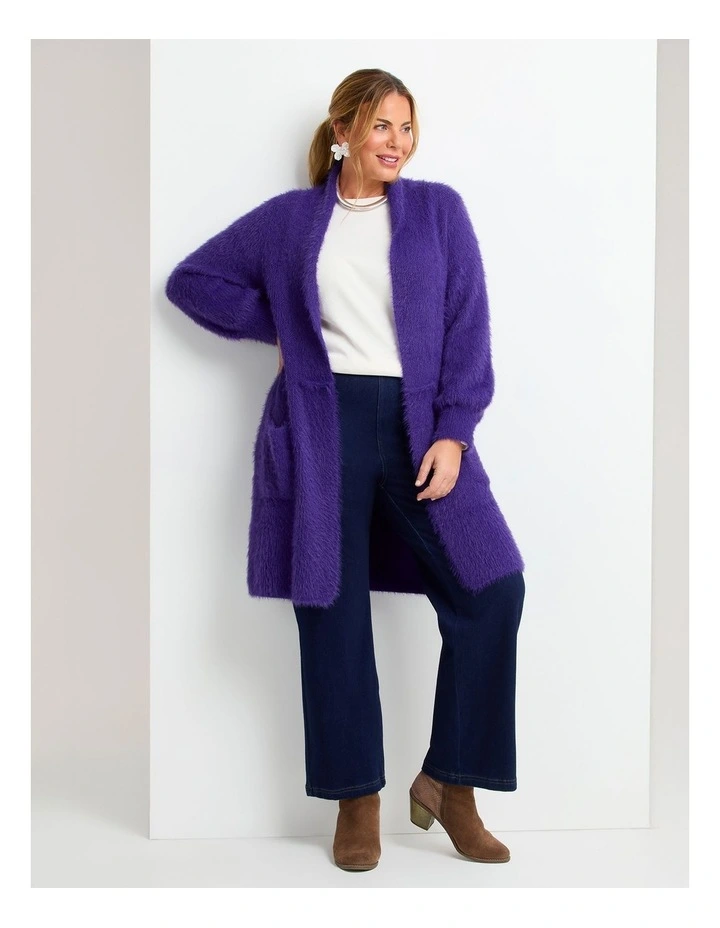 Fluffy Knit Cosy Cardigan Royal Purple image 5