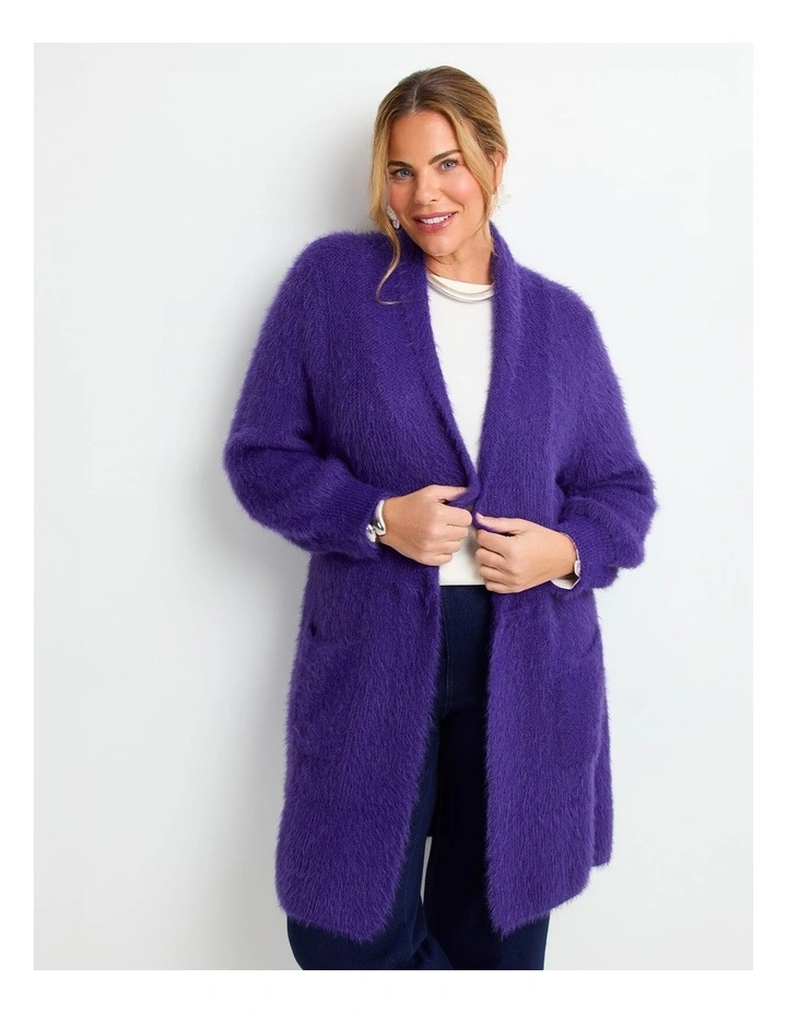 Fluffy Knit Cosy Cardigan Royal Purple image 6