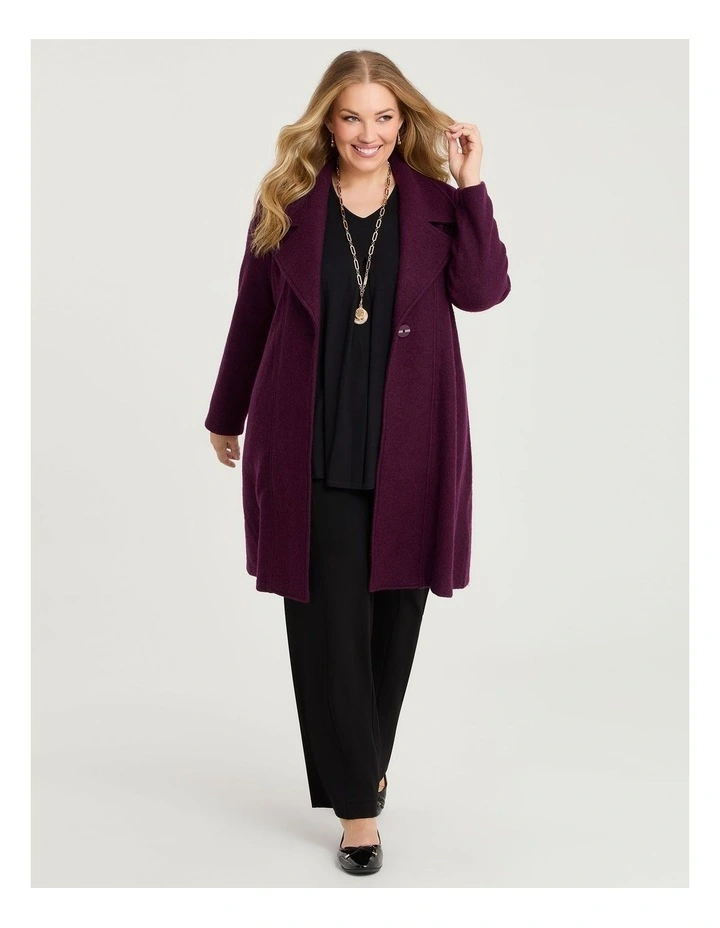 Madison Boiled Wool Coat in Burgundy image 1
