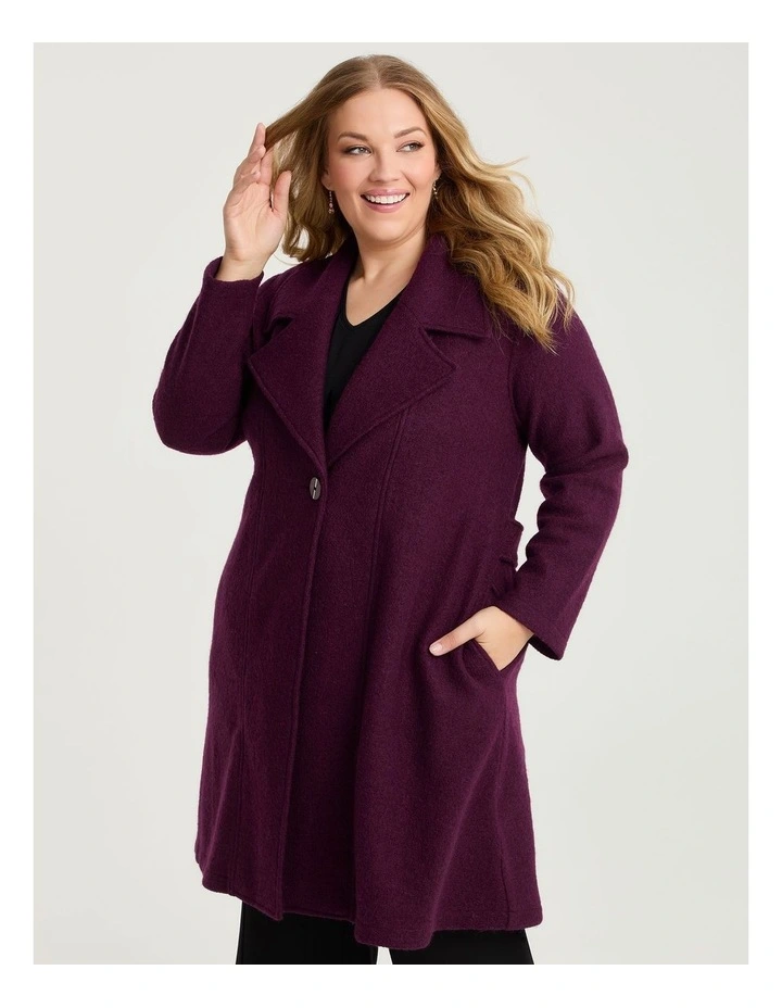 Madison Boiled Wool Coat in Burgundy image 3