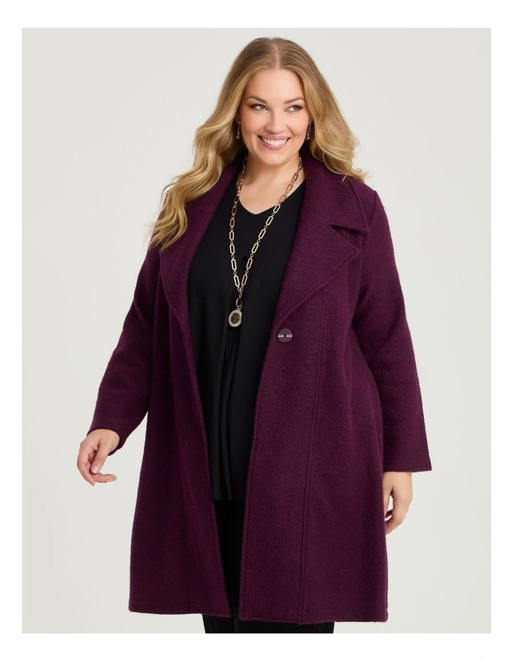 Madison Boiled Wool Coat in Burgundy image 4