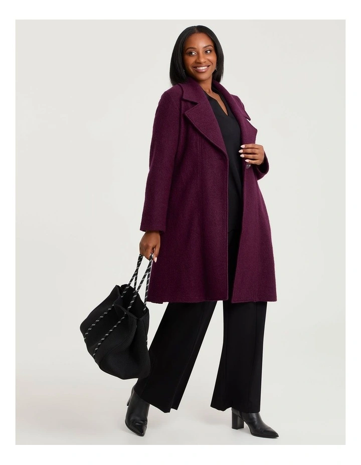 Madison Boiled Wool Coat in Burgundy image 5