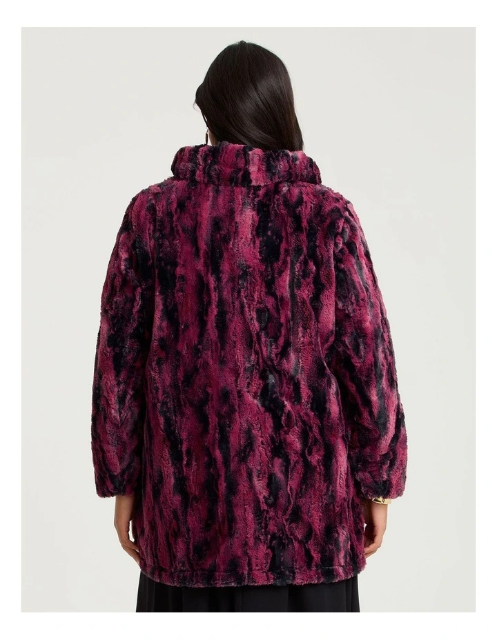 Deja Vu Faux Fur Reversible Coat in Black/Berry image 4
