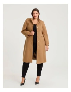 Funnel Neck Melton Coat Camel