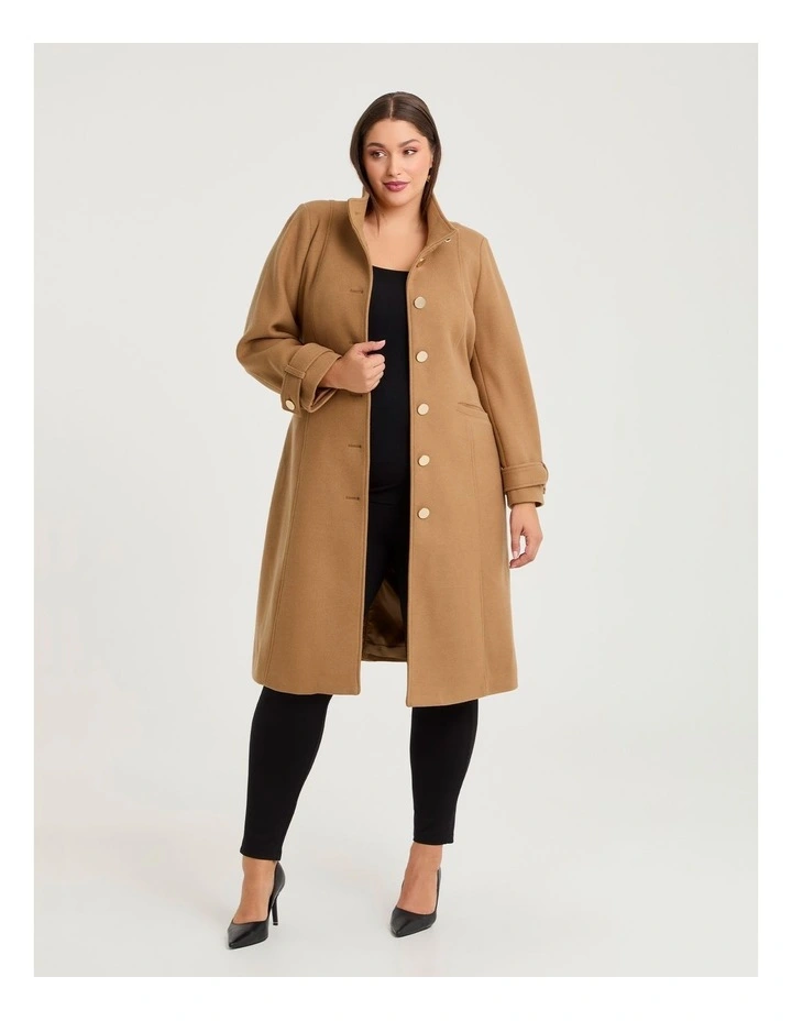 Funnel Neck Melton Coat Camel image 1
