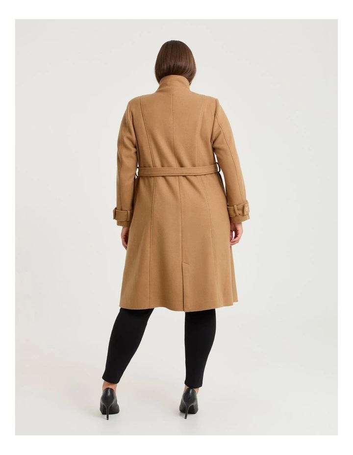 Funnel Neck Melton Coat Camel image 2