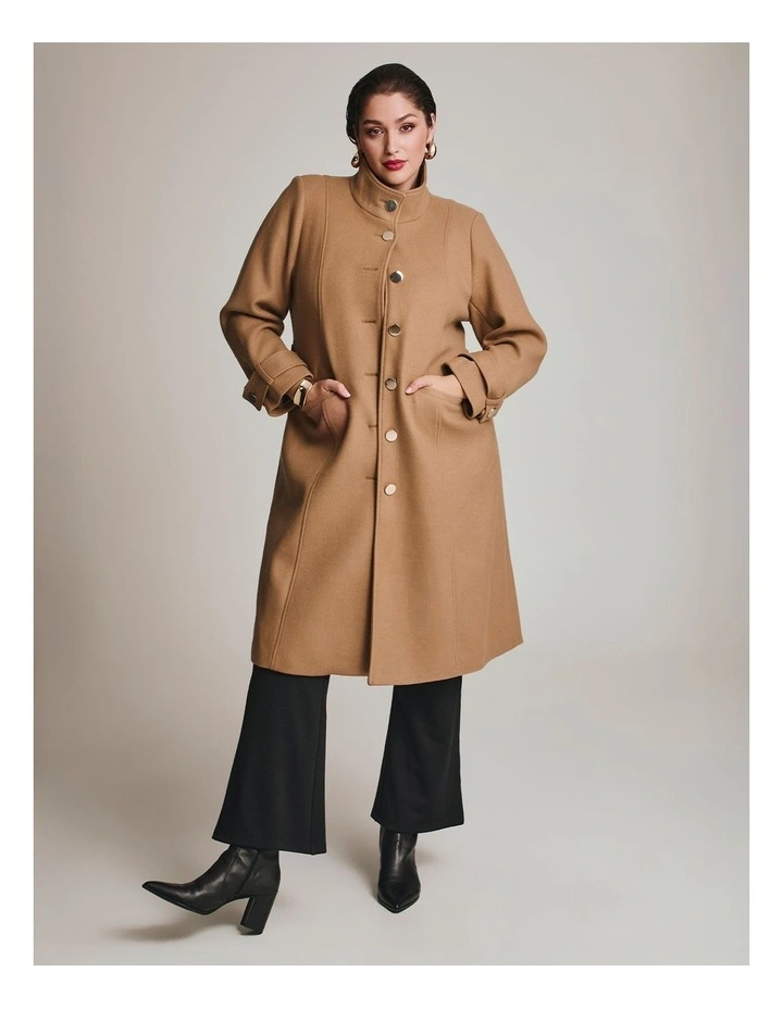 Funnel Neck Melton Coat Camel image 3