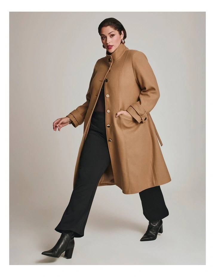 Funnel Neck Melton Coat Camel image 4