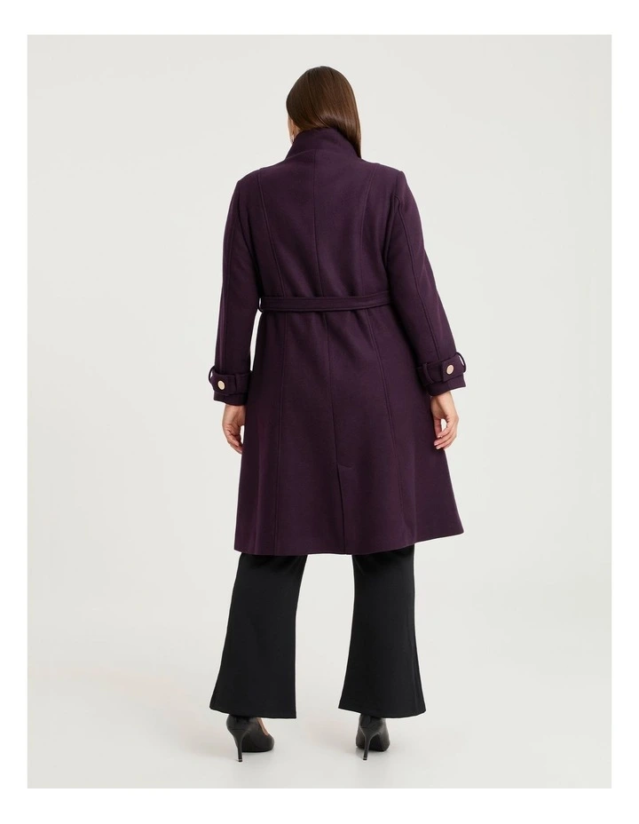Funnel Neck Melton Coat Aubergine image 2