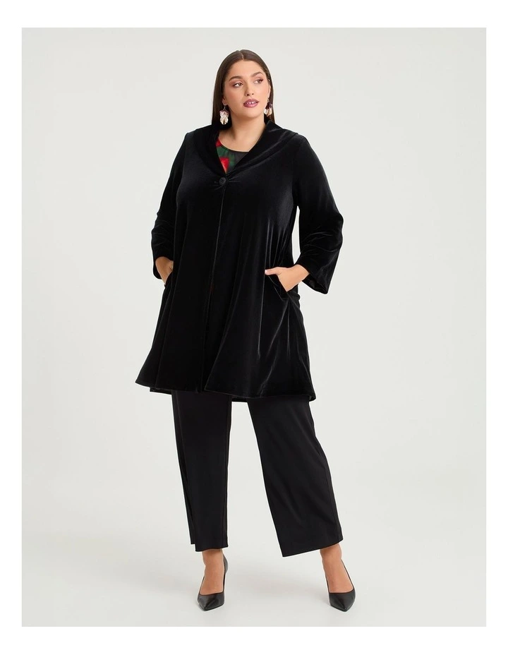 Luxe Velvet Opera Swing Coat Black image 1