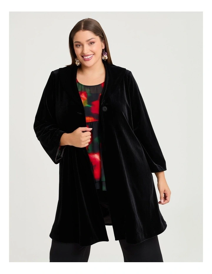 Luxe Velvet Opera Swing Coat Black image 3