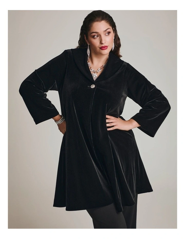 Luxe Velvet Opera Swing Coat Black image 4