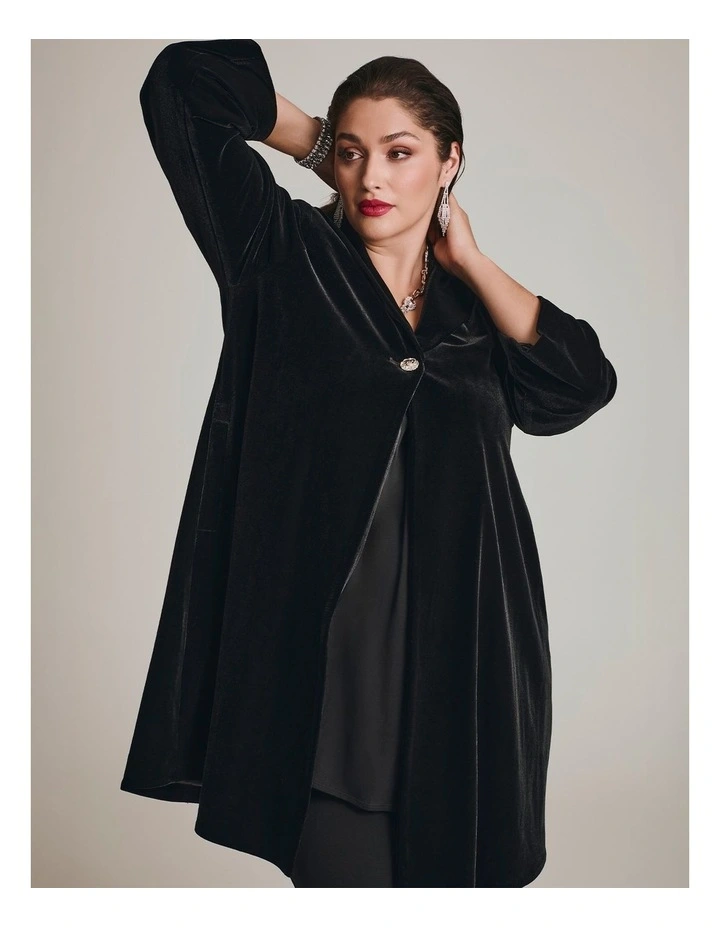 Luxe Velvet Opera Swing Coat Black image 5