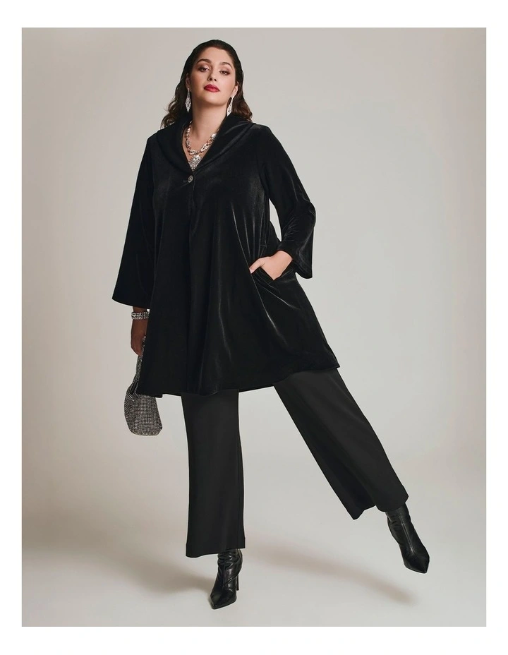 Luxe Velvet Opera Swing Coat Black image 7