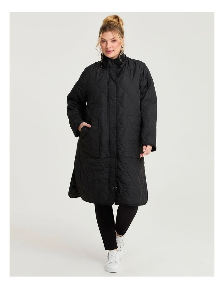 Hooded Quilted Puffer Jacket Black image 1