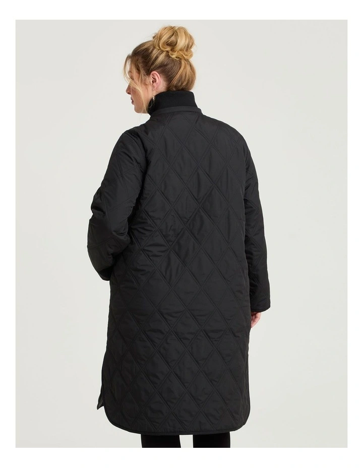 Hooded Quilted Puffer Jacket Black image 2