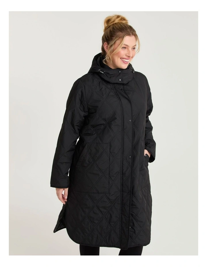 Hooded Quilted Puffer Jacket Black image 4