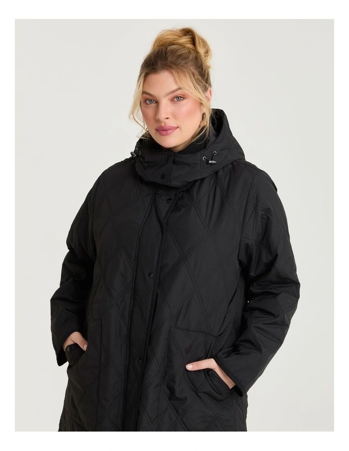 Hooded Quilted Puffer Jacket Black image 5
