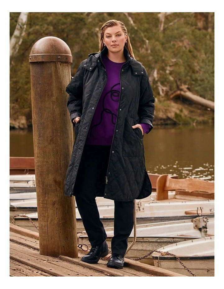 Hooded Quilted Puffer Jacket Black image 7
