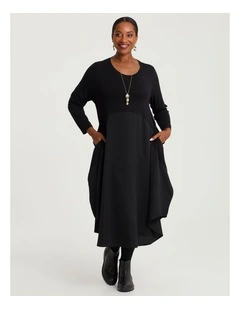 Natural Sadie Spliced Dress Black