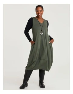 Natural Halo Ponte Dress in Ivy Green