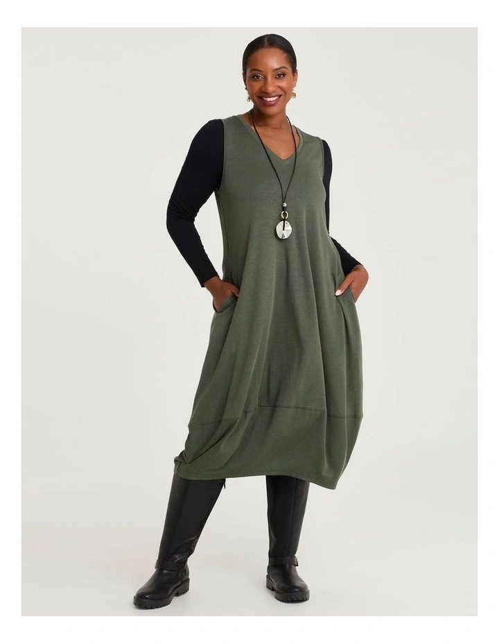 Natural Halo Ponte Dress in Ivy Green image 1