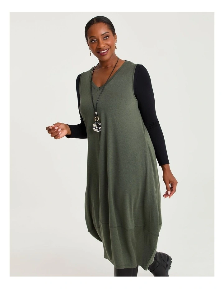 Natural Halo Ponte Dress in Ivy Green image 3