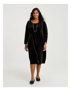 Tulip Empire Velour Dress Black