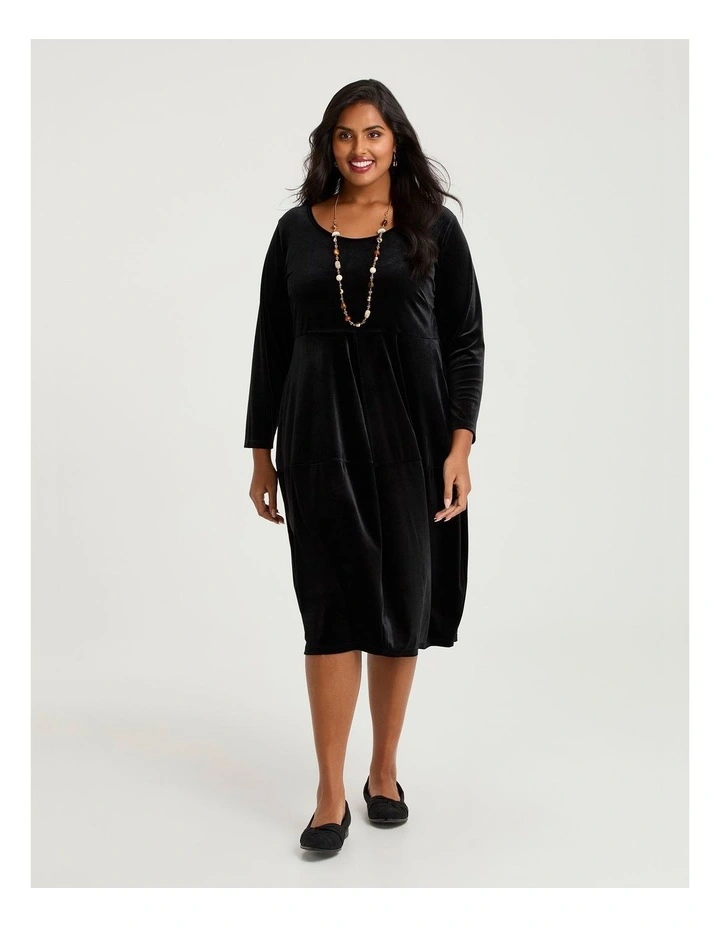 Tulip Empire Velour Dress Black image 1