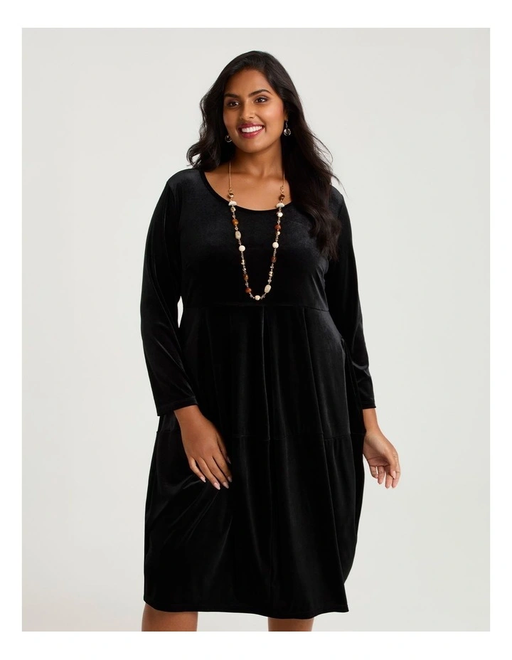 Tulip Empire Velour Dress Black image 3