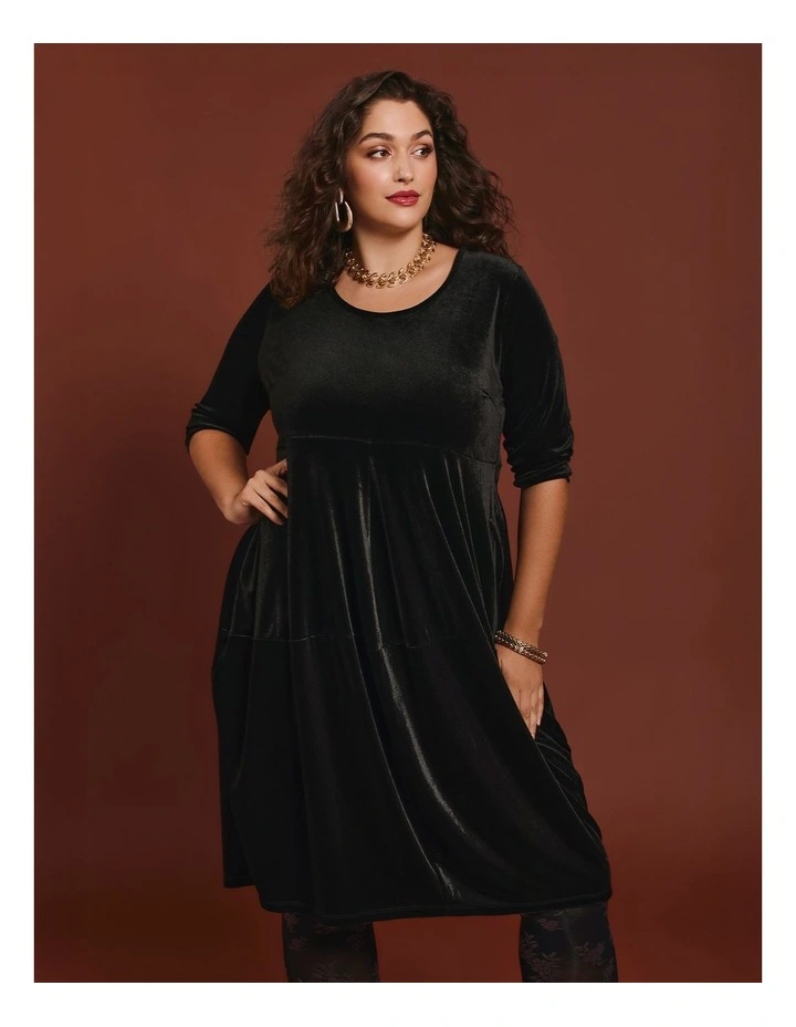 Tulip Empire Velour Dress Black image 4